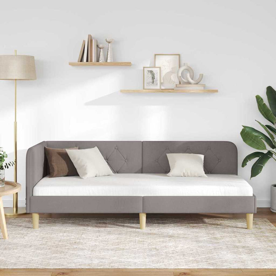 Hoekbedframe met hoofdeinde Taupe 80 x 200 cm Stof