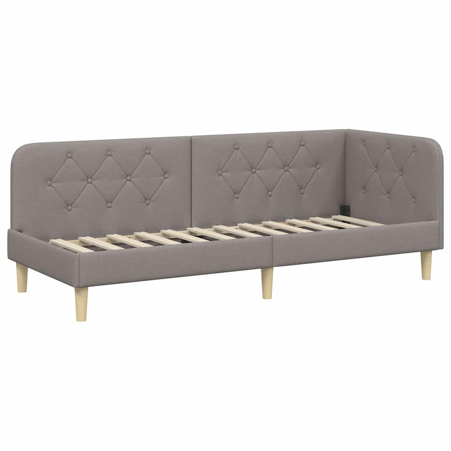 Hoekbedframe met hoofdeinde Taupe 80 x 200 cm Stof