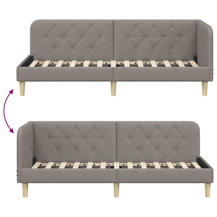 Hoekbedframe met hoofdeinde Taupe 80 x 200 cm Stof
