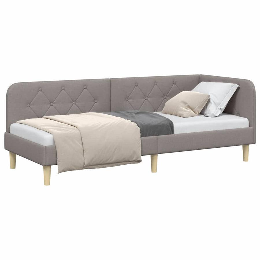 Hoekbedframe met hoofdeinde Taupe 80 x 200 cm Stof
