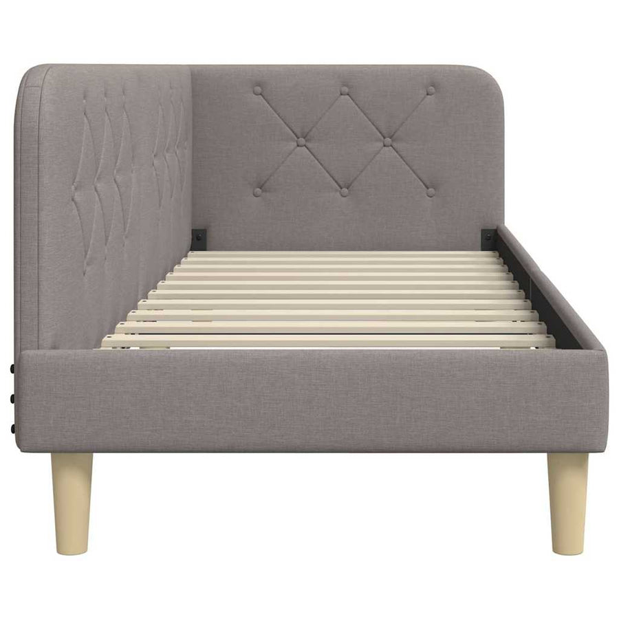 Hoekbedframe met hoofdeinde Taupe 80 x 200 cm Stof
