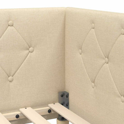 Hoekbedframe met hoofdeinde Crème 80 x 200 cm Stof