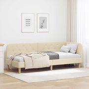 Hoekbedframe 80x200 cm stof crème