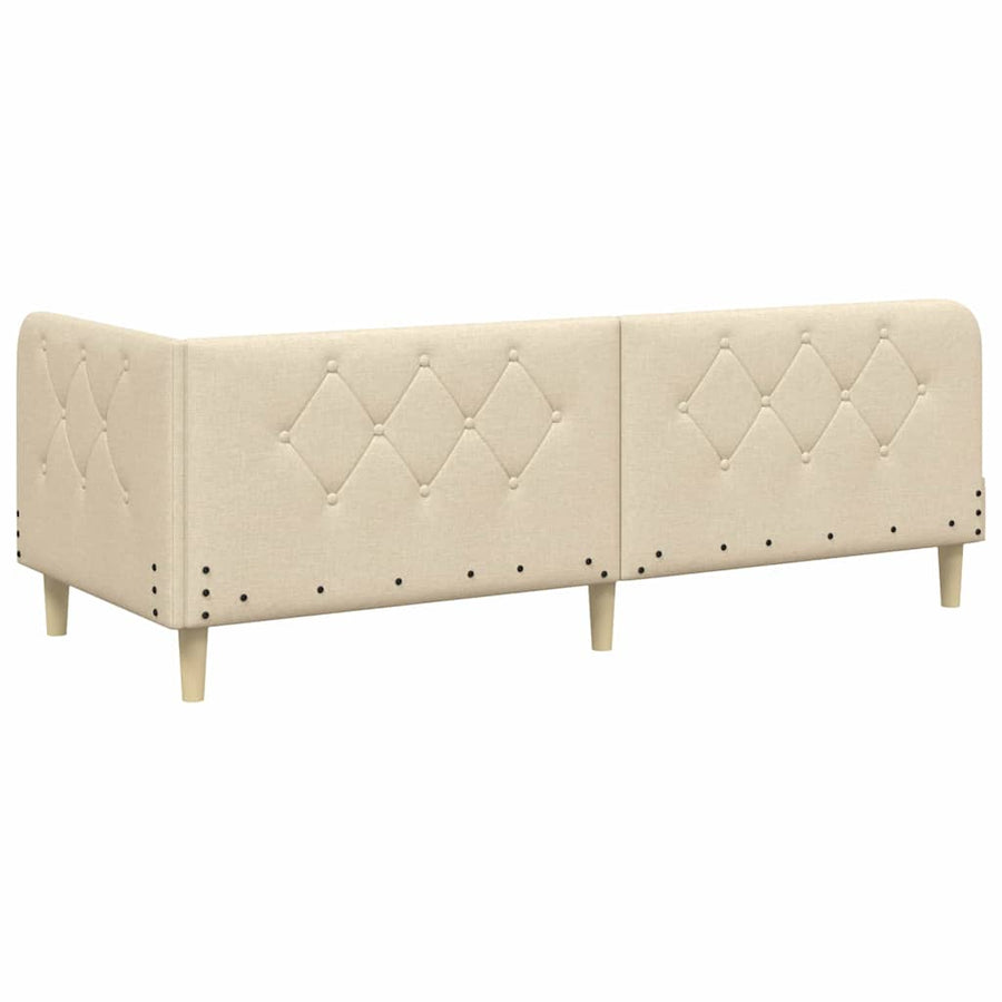 Hoekbedframe met hoofdeinde Crème 80 x 200 cm Stof