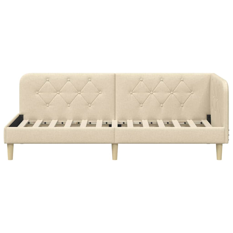 Hoekbedframe met hoofdeinde Crème 80 x 200 cm Stof