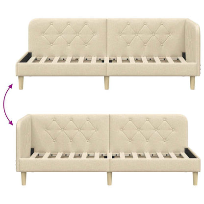 Hoekbedframe met hoofdeinde Crème 80 x 200 cm Stof
