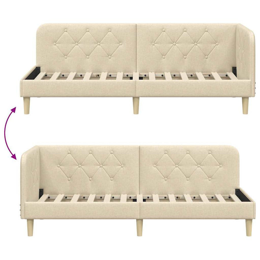 Hoekbedframe met hoofdeinde Crème 80 x 200 cm Stof