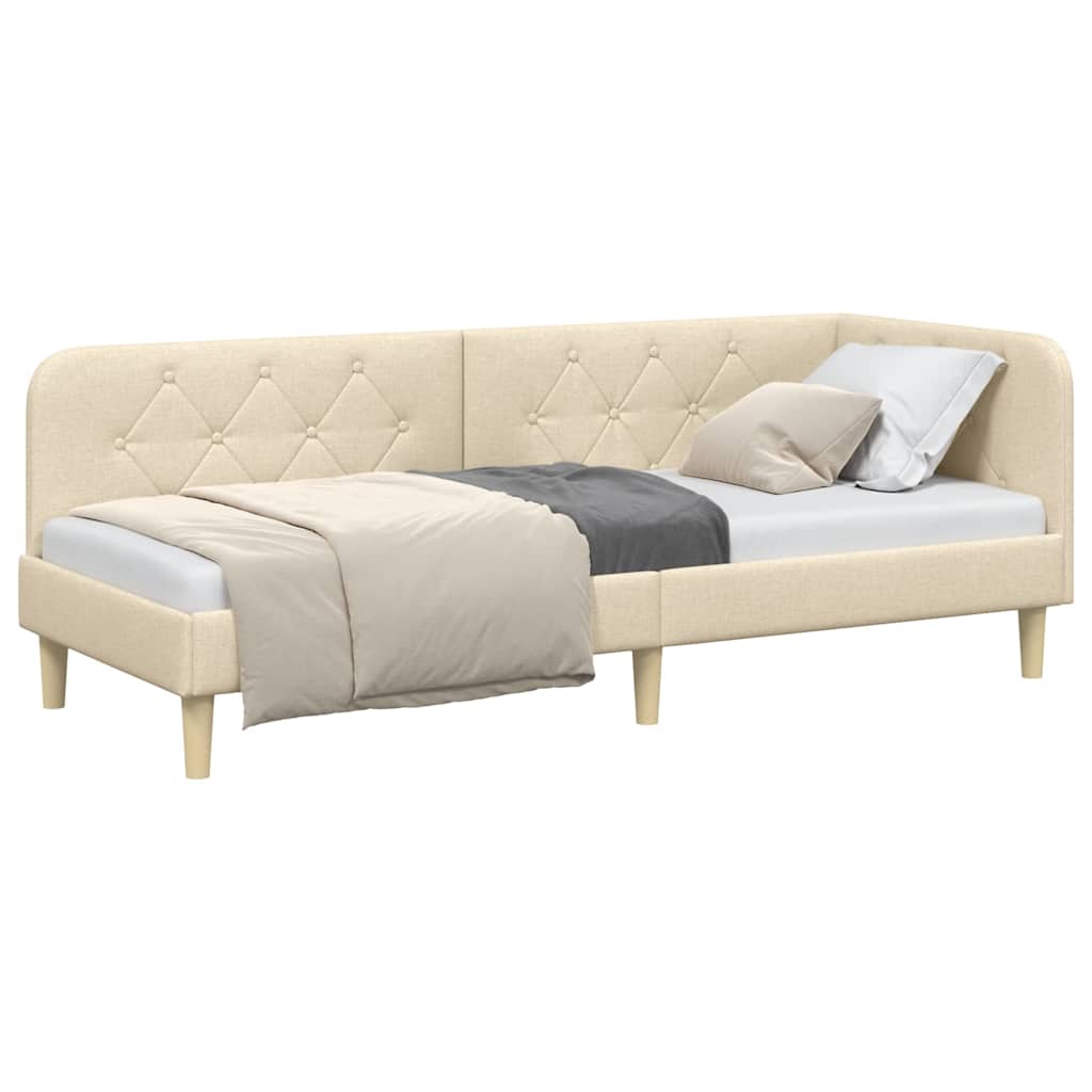 Hoekbedframe met hoofdeinde Crème 80 x 200 cm Stof