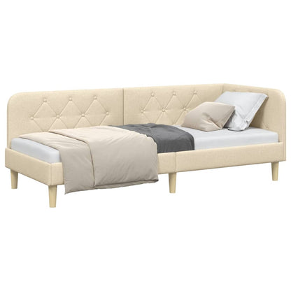 Hoekbedframe met hoofdeinde Crème 80 x 200 cm Stof