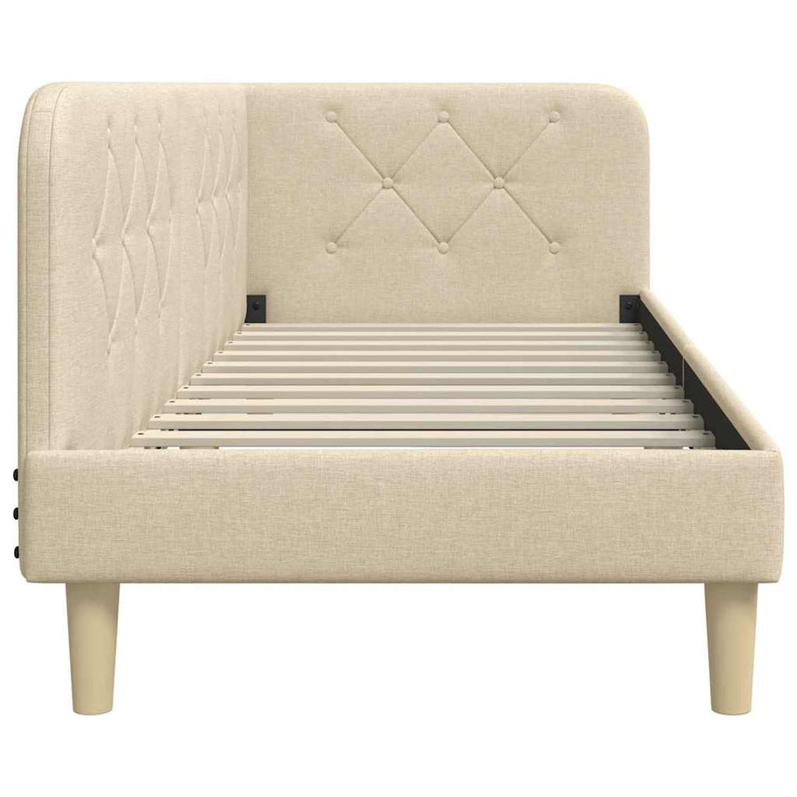 Hoekbedframe met hoofdeinde Crème 80 x 200 cm Stof