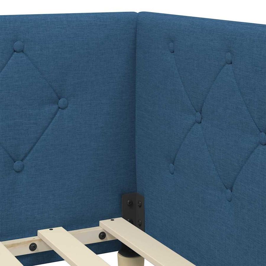 Hoekbedframe met hoofdeinde Blauw 80 x 200 cm Stof