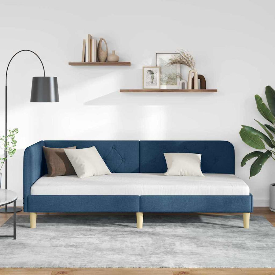 Hoekbedframe met hoofdeinde Blauw 80 x 200 cm Stof