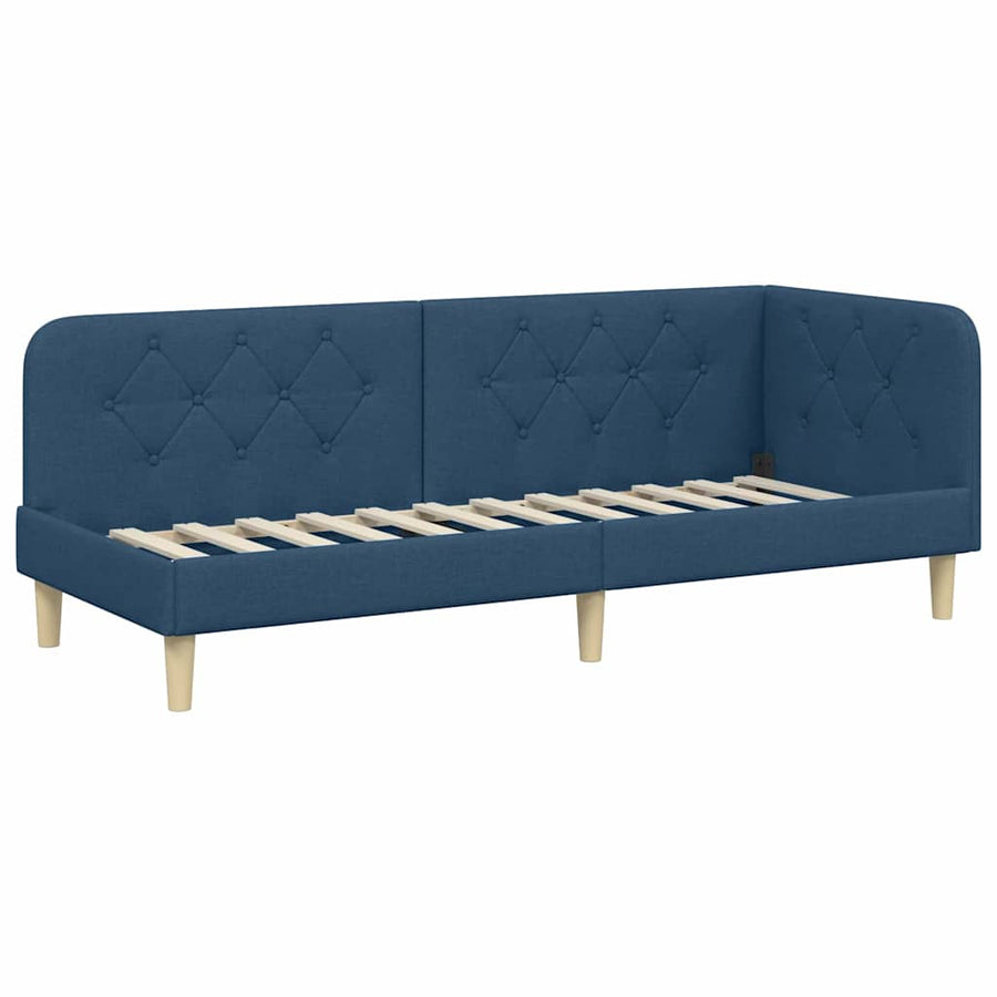 Hoekbedframe met hoofdeinde Blauw 80 x 200 cm Stof