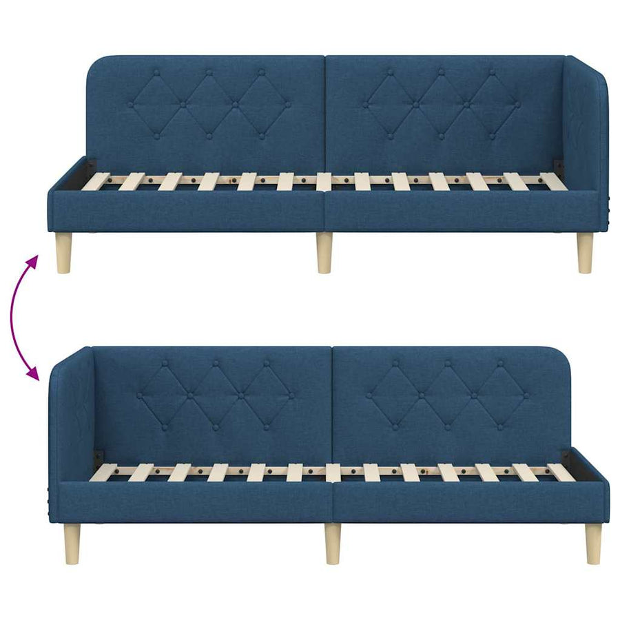 Hoekbedframe met hoofdeinde Blauw 80 x 200 cm Stof