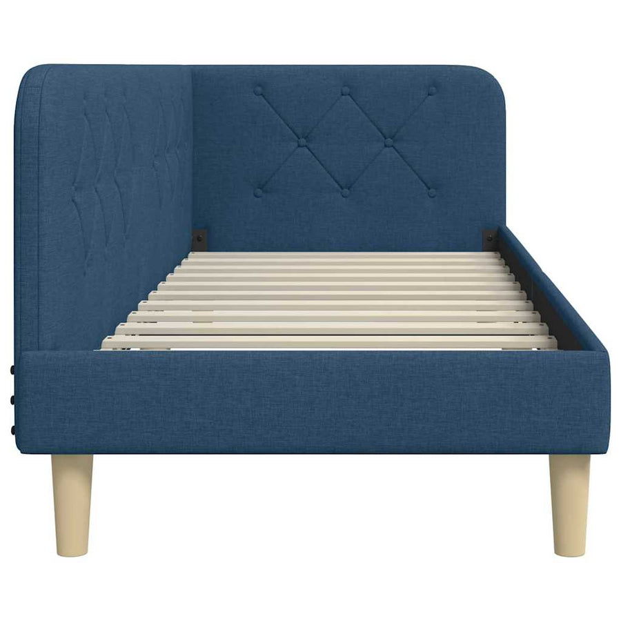 Hoekbedframe met hoofdeinde Blauw 80 x 200 cm Stof