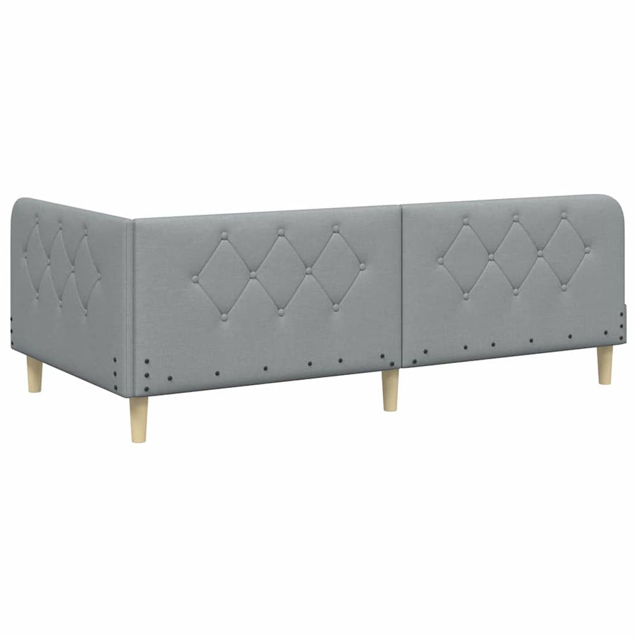 Hoekbedframe met hoofdeinde Lichtgrijs 90 x 190 cm Stof