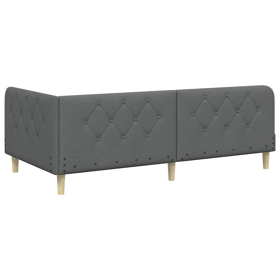 Hoekbedframe met hoofdeinde Donkergrijs 90 x 190 cm Stof