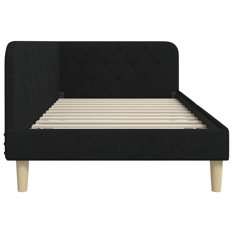 Hoekbedframe met hoofdeinde Zwart 90 x 190 cm Stof