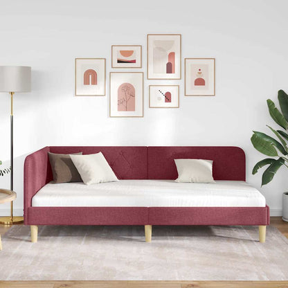 Hoekbedframe met hoofdeinde Wijnrood 90 x 190 cm Stof