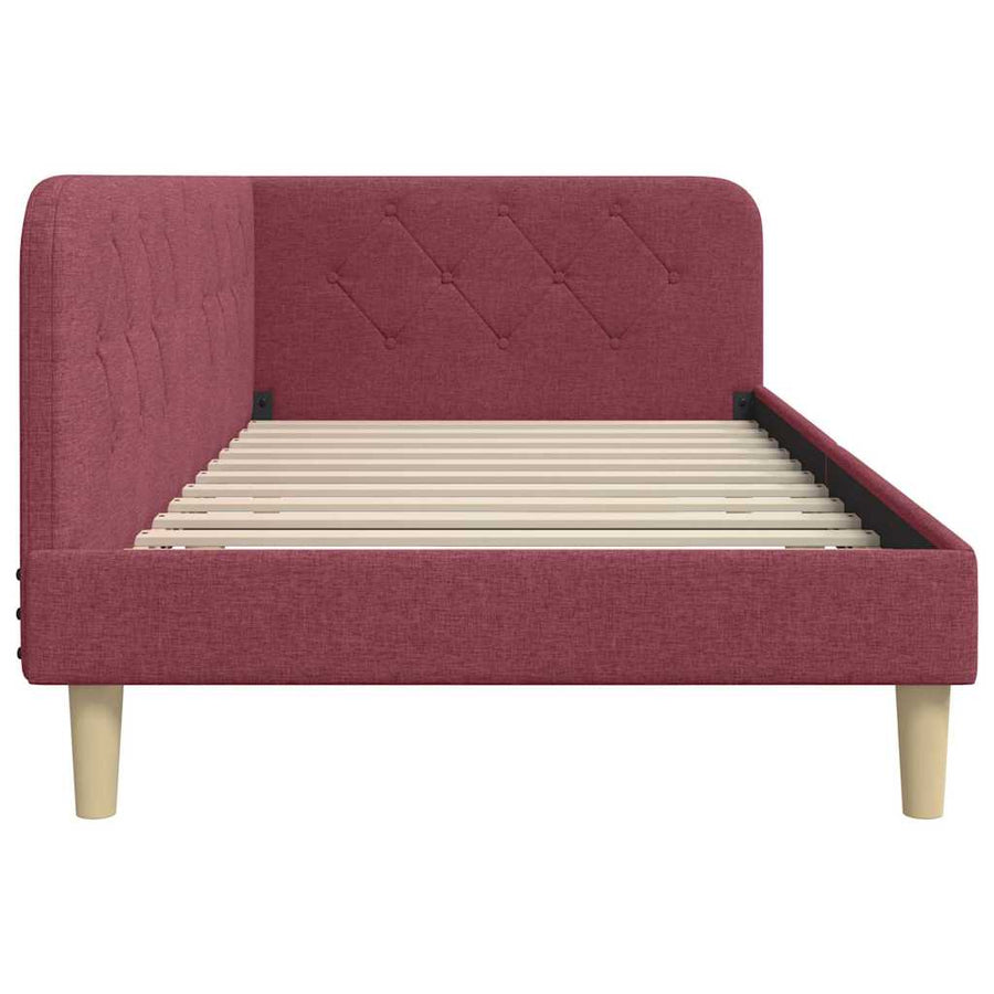 Hoekbedframe met hoofdeinde Wijnrood 90 x 190 cm Stof