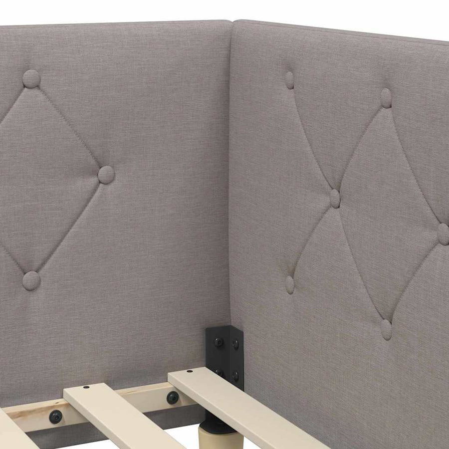 Hoekbedframe met hoofdeinde Taupe 90 x 190 cm Stof
