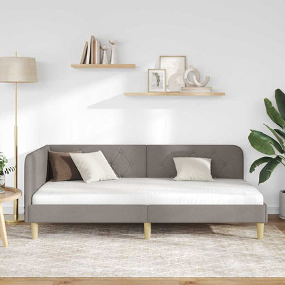 Hoekbedframe met hoofdeinde Taupe 90 x 190 cm Stof
