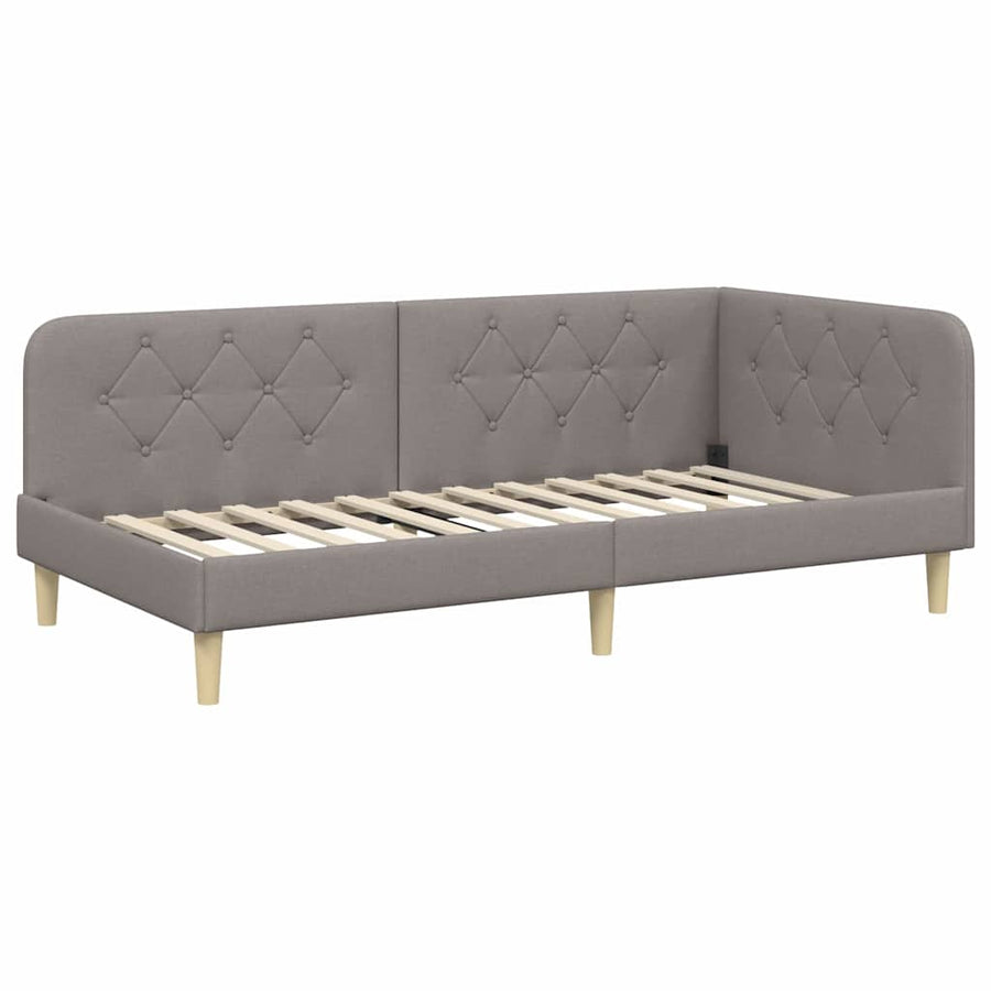 Hoekbedframe met hoofdeinde Taupe 90 x 190 cm Stof