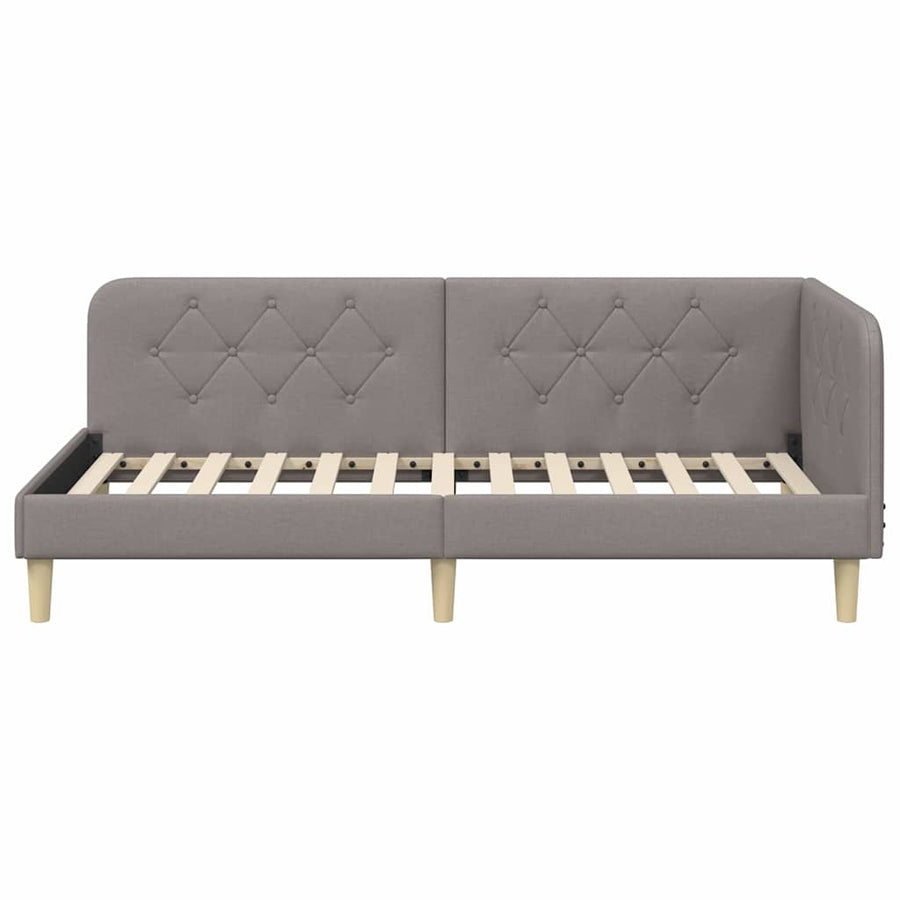 Hoekbedframe met hoofdeinde Taupe 90 x 190 cm Stof