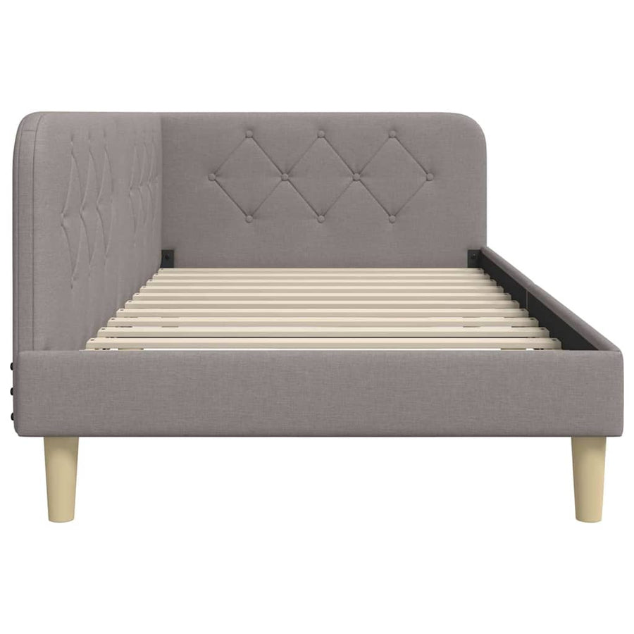Hoekbedframe met hoofdeinde Taupe 90 x 190 cm Stof