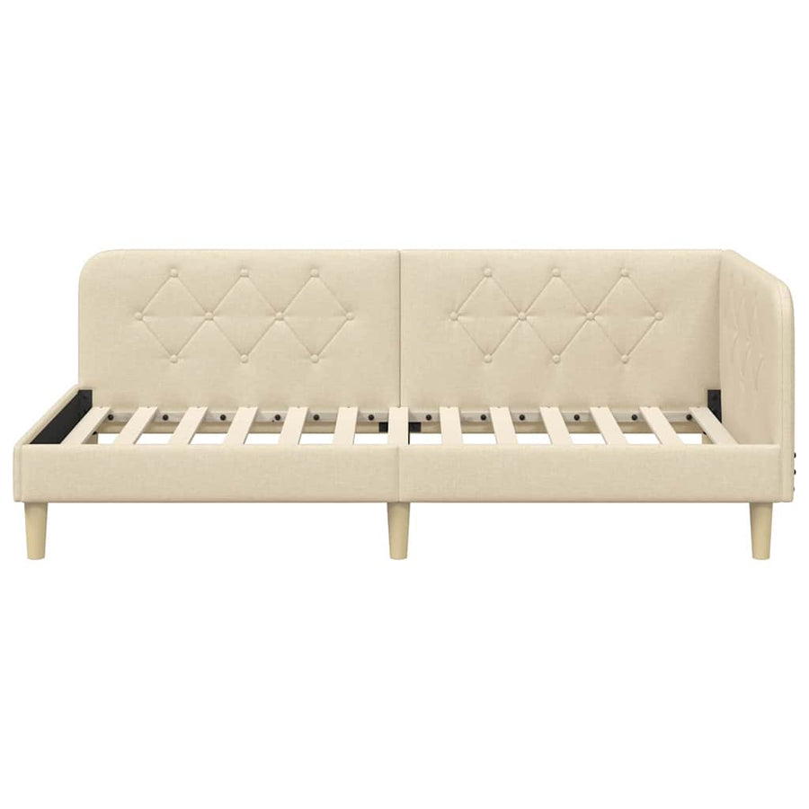 Hoekbedframe met hoofdeinde Crème 90 x 190 cm Stof