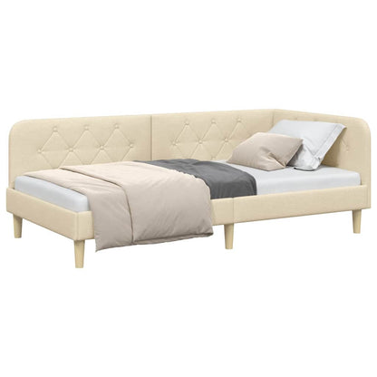 Hoekbedframe met hoofdeinde Crème 90 x 190 cm Stof