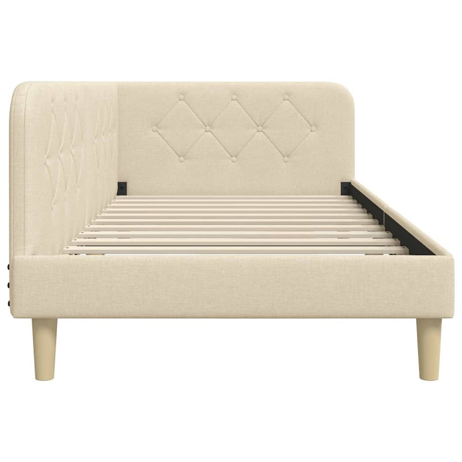 Hoekbedframe met hoofdeinde Crème 90 x 190 cm Stof