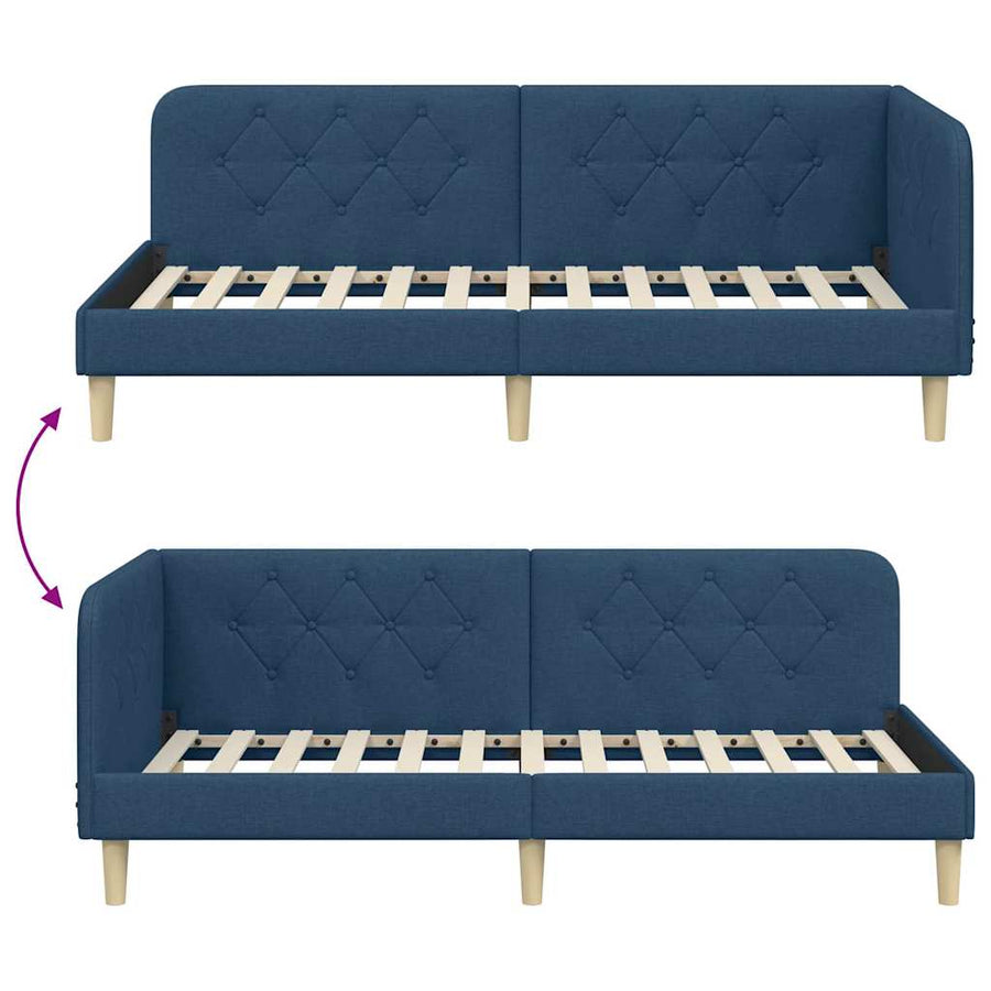 Hoekbedframe met hoofdeinde Blauw 90 x 190 cm Stof