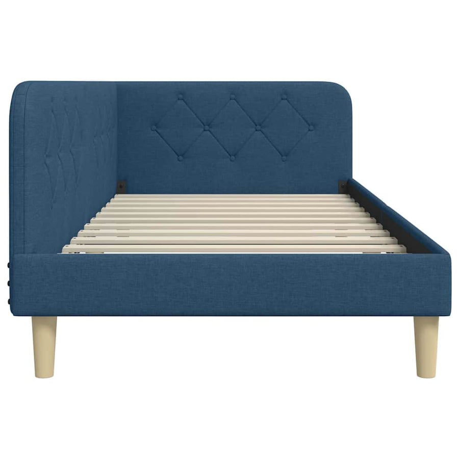Hoekbedframe met hoofdeinde Blauw 90 x 190 cm Stof
