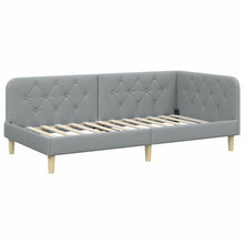 Hoekbedframe met hoofdeinde Lichtgrijs 90 x 200 cm Stof