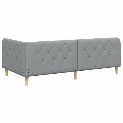 Hoekbedframe met hoofdeinde Lichtgrijs 90 x 200 cm Stof