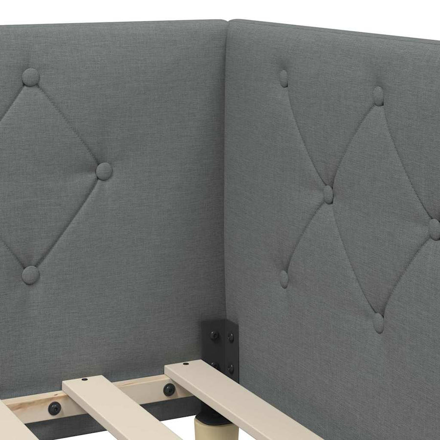Hoekbedframe met hoofdeinde Donkergrijs 90 x 200 cm Stof