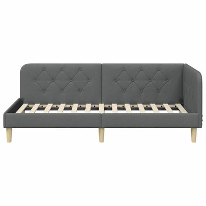 Hoekbedframe met hoofdeinde Donkergrijs 90 x 200 cm Stof