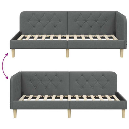 Hoekbedframe met hoofdeinde Donkergrijs 90 x 200 cm Stof