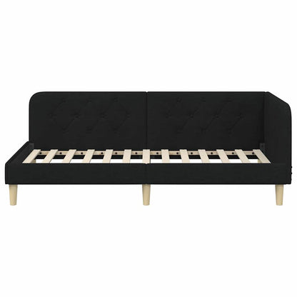 Hoekbedframe met hoofdeinde Zwart 90 x 200 cm Stof