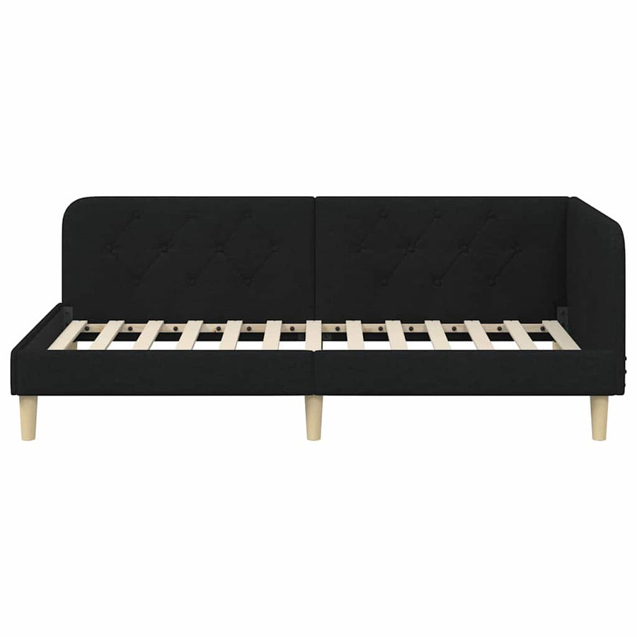 Hoekbedframe met hoofdeinde Zwart 90 x 200 cm Stof