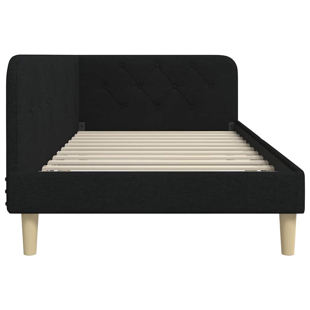 Hoekbedframe met hoofdeinde Zwart 90 x 200 cm Stof