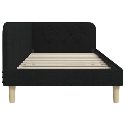 Hoekbedframe met hoofdeinde Zwart 90 x 200 cm Stof
