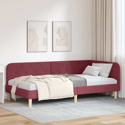 Hoekbedframe met hoofdeinde Wijnrood 90 x 200 cm Stof