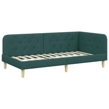 Hoekbedframe met hoofdeinde Donkergroen 90 x 200 cm Stof