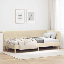 Hoekbedframe met hoofdeinde Crème 90 x 200 cm Stof