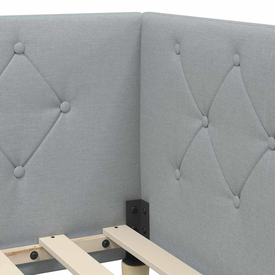 Hoekbedframe met hoofdeinde Lichtgrijs 100 x 200 cm Stof
