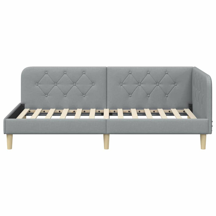 Hoekbedframe met hoofdeinde Lichtgrijs 100 x 200 cm Stof