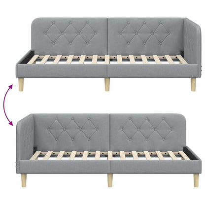 Hoekbedframe met hoofdeinde Lichtgrijs 100 x 200 cm Stof