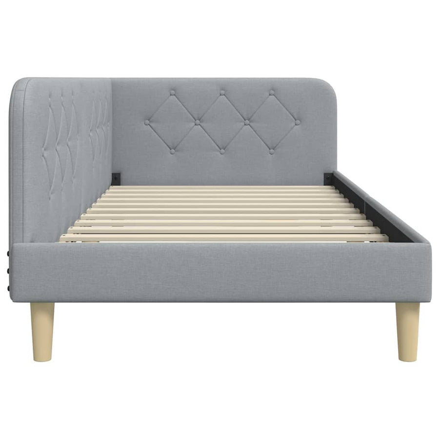 Hoekbedframe met hoofdeinde Lichtgrijs 100 x 200 cm Stof